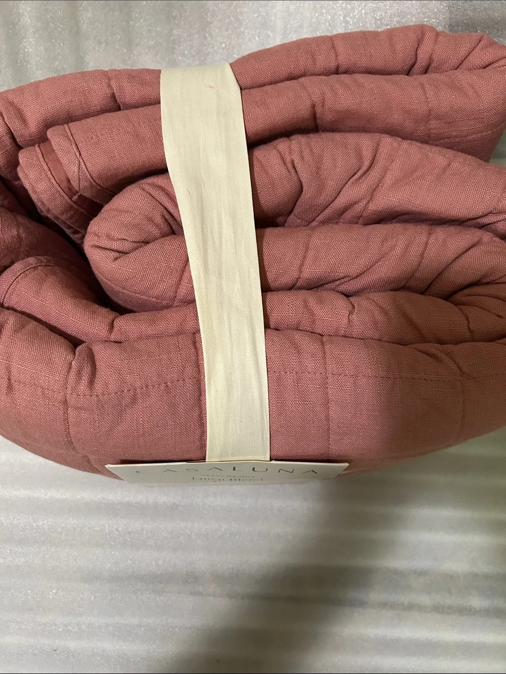 Casaluna King Heavyweight Linen Blend Quilt - Dusty Rose Pink